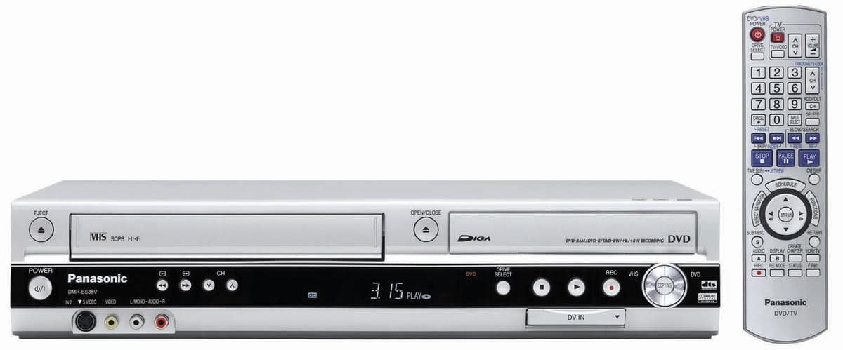 Panasonic DMR-ES35VS Grabadora de DVD / VCR Combo con Entrada DV, HDMI, USB, Vídeo Componente, Reproductor VHS y DVD, Conversión VHS a DVD
