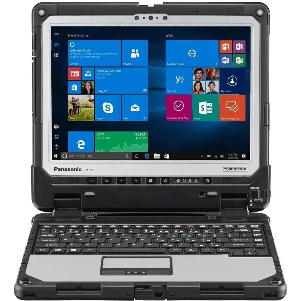 Panasonic Toughbook CF-33 MK1, Intel Core i7, 12.0" QHD Multi-Touch + Digitizer, 16GB RAM, 512GB SSD, Wi-Fi, Bluetooth, 4G LTE, Windows 10 Pro, Reacondicionado, Plata/Negro