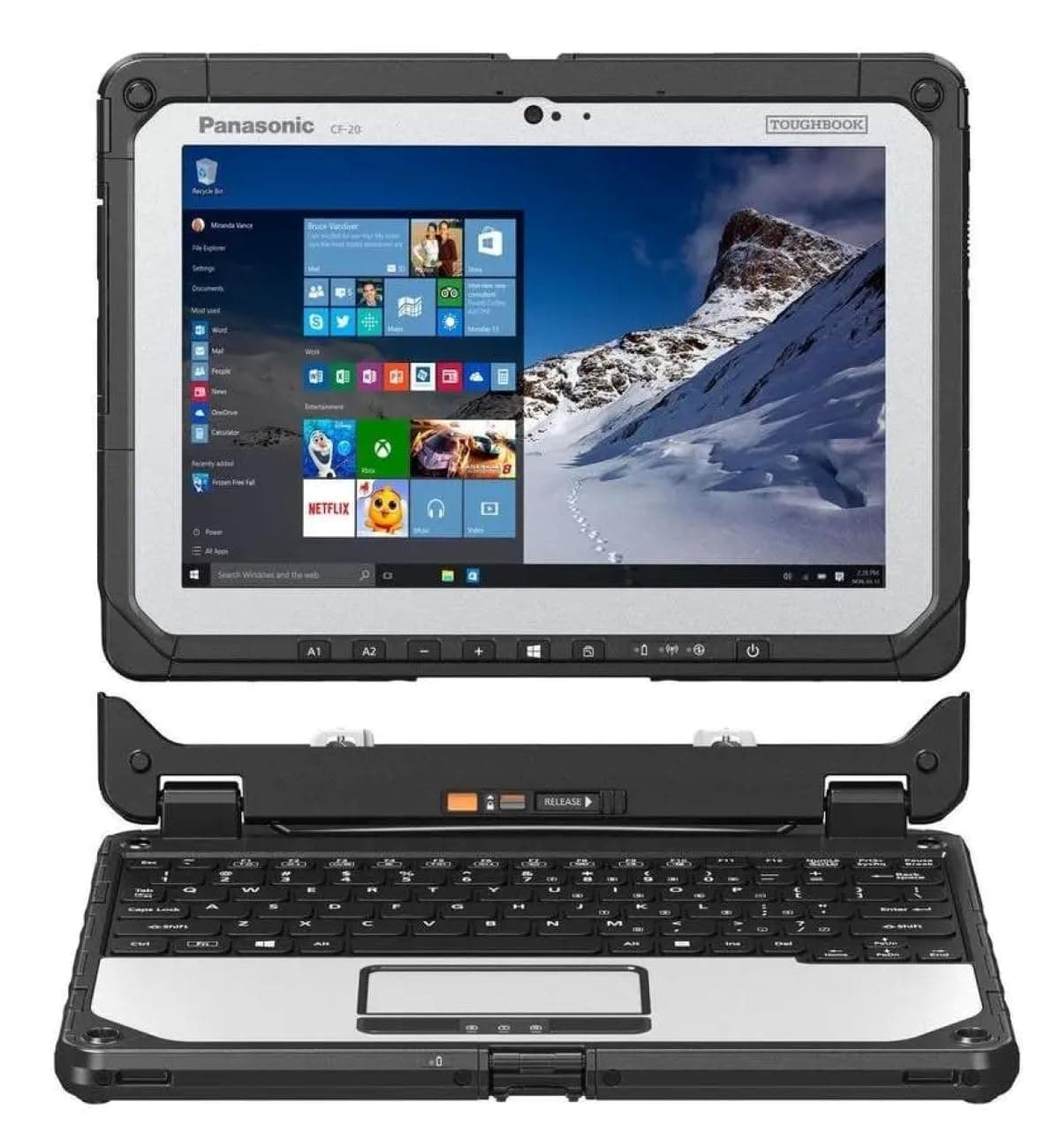 Panasonic Toughbook CF-20, 10.1" Multi-Touch, Intel Core m5-6Y57, 16GB RAM, 128GB SSD, Intel HD Graphics 515, Wi-Fi, Bluetooth, HDMI, Dual Pass, Cámara 8MP, Teclado Retroiluminado, Windows 10 Pro, 4G LTE (Reacondicionado) CF-20 MK1