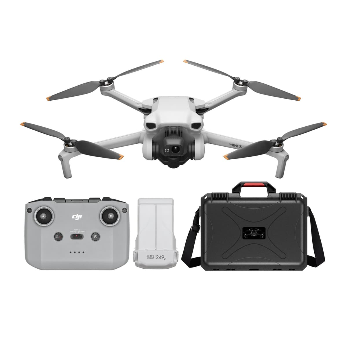 DJI Mini 3 Drone Cámara con Control Remoto RC-N1, Estuche Rígido Impermeable, Paquete (2 Piezas) DJM3GL_K4