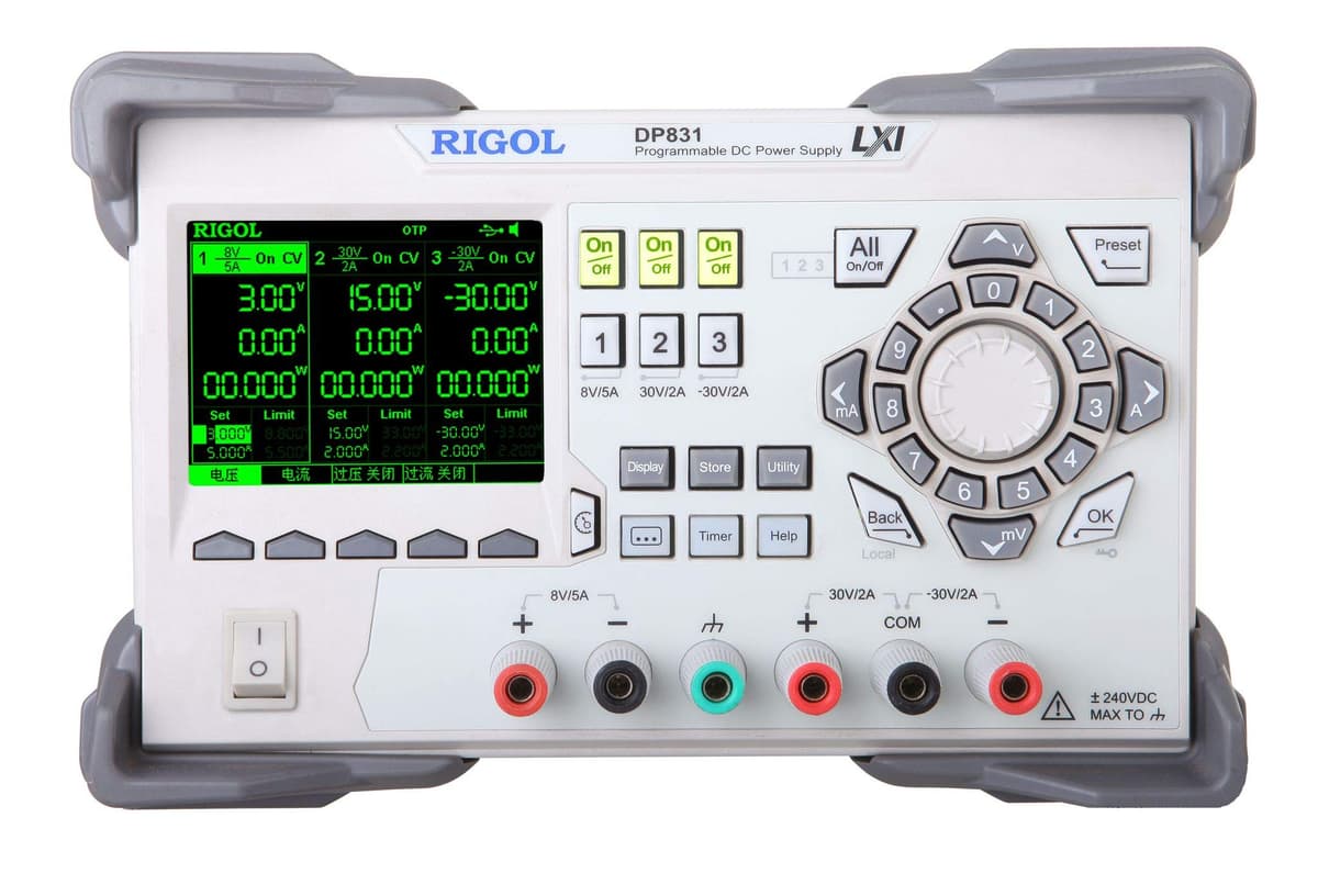 Rigol DP831 Fuente de Alimentación DC Programable Triple Salida 160W para Laboratorio y Banco de Pruebas