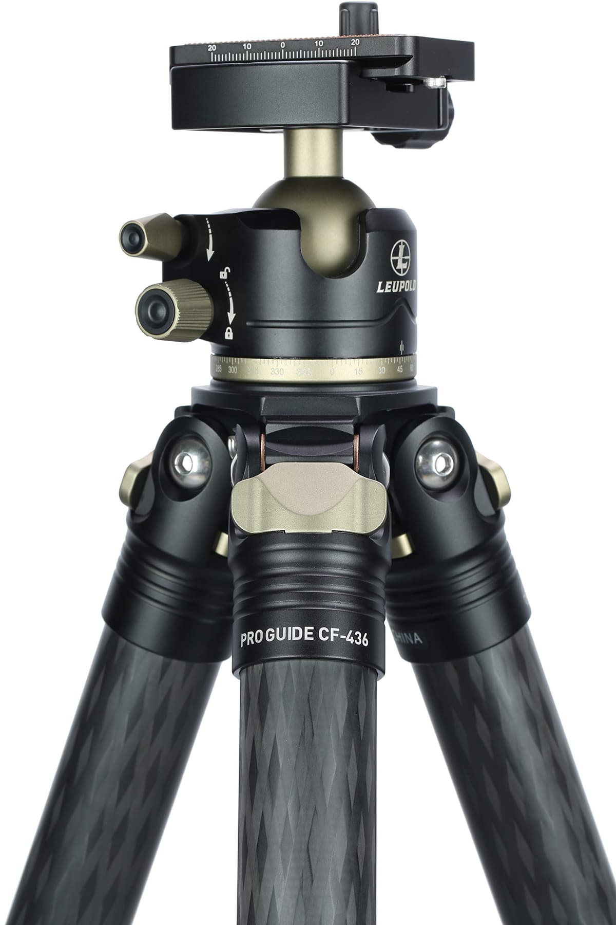 Leupold Pro Guide CF-436 Kit de Trípode de Fibra de Carbono para Caza y Observación, resistente y ligero 180379