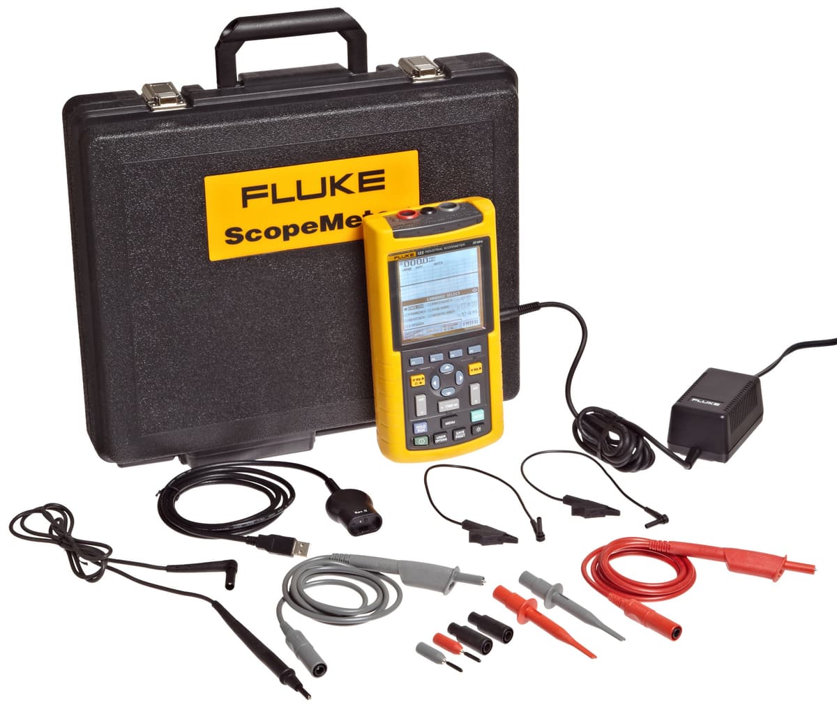Fluke ScopeMeter 123/003S osciloscopio portátil 20 MHz, multímetro industrial con kit SCC120 Fluke-123/003S