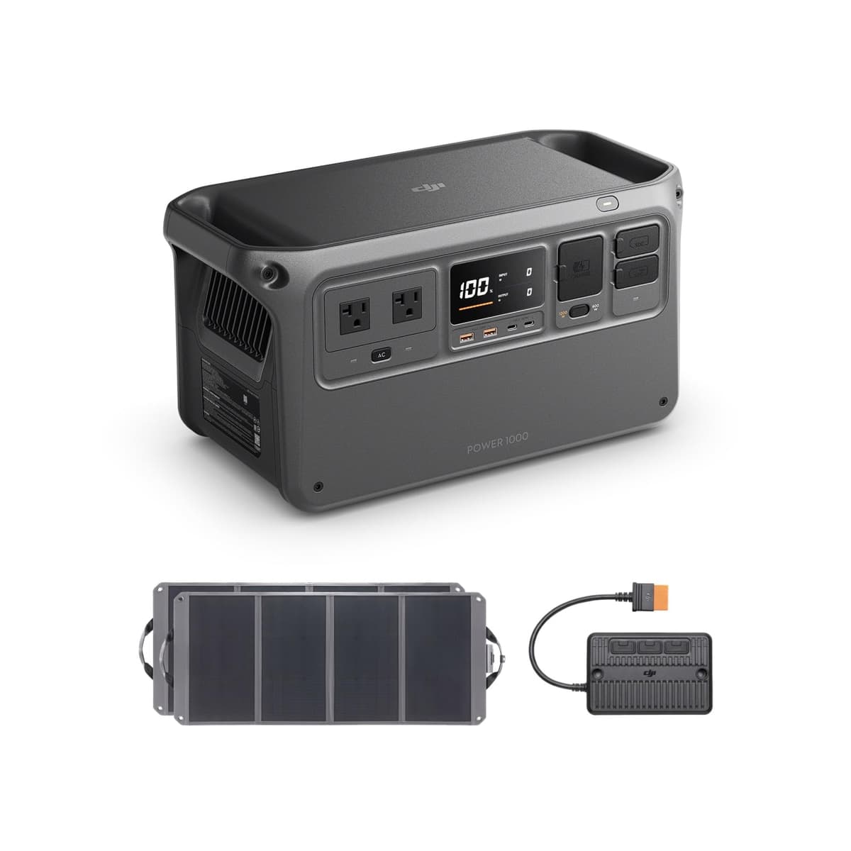 DJI Power DYM1000L Generador Solar Combo 200W, LFP 4000 ciclos, carga rápida 70 min, salida 2200W, para hogar, camping, RV y off-grid