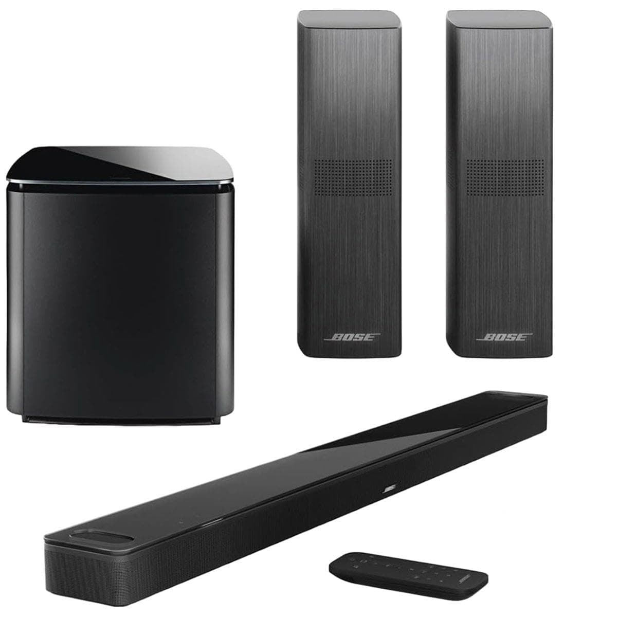 Bose Smart Ultra barra de sonido Dolby Atmos, negro, combo con Bass Module 700 y 2 parlantes Surround 700