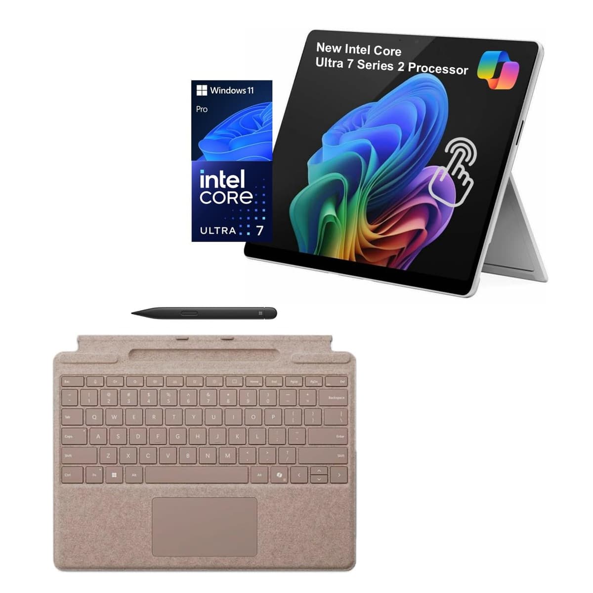 Microsoft Surface Pro 11, 2 en 1 pack con Teclado Pro y Slim Pen, Copilot+ PC, 13” táctil 600 nits, Intel Ultra 7 NPU, 16GB RAM, 1TB SSD, Win 11 Pro
