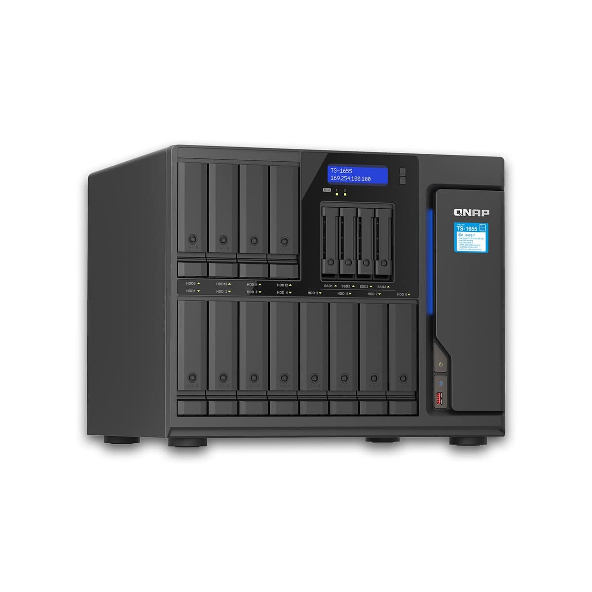 QNAP TS-1655-8G Servidor NAS 12 bahías, 2x 2.5GbE, Atom C5125 8 núcleos 2.8GHz, 128GB RAM, Torre, sin discos