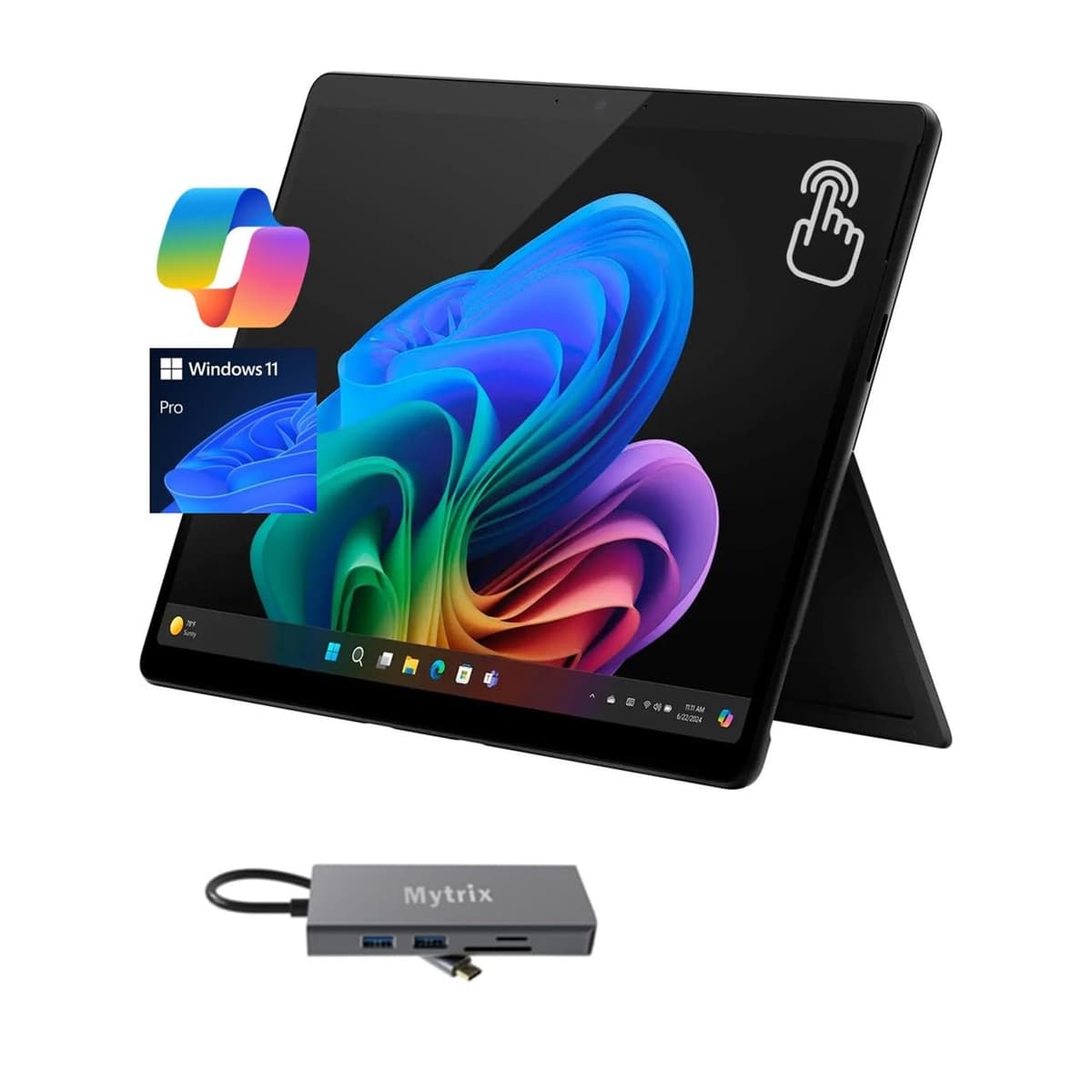 Microsoft Surface Pro 11, 13" 120Hz 2.8K táctil, Snapdragon X Plus 10 núcleos NPU, 16GB RAM 512GB SSD, WiFi 7, Copilot+, Win 11 Pro, negro