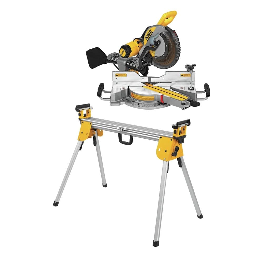 DEWALT DWS779-DWX724 Sierra inglete compuesta deslizante 12'' doble bisel 120V 15A con cable + soporte compacto kit