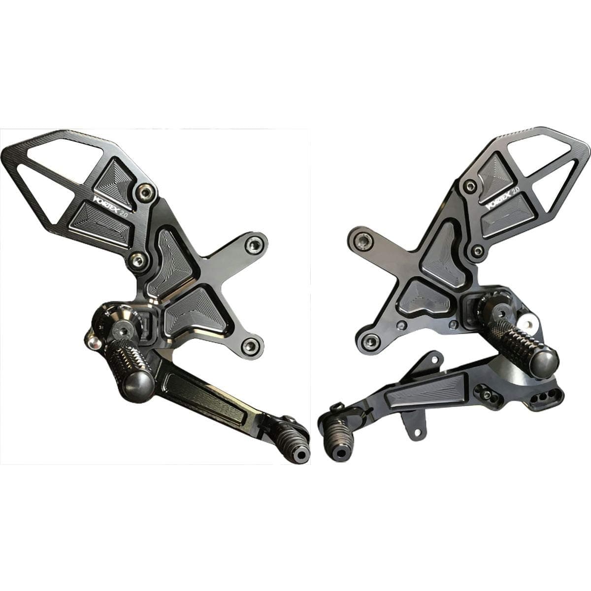 Vortex V3 2.0 RS403K estriberas traseras ajustables negras para Kawasaki ZX-10R 2016-2020