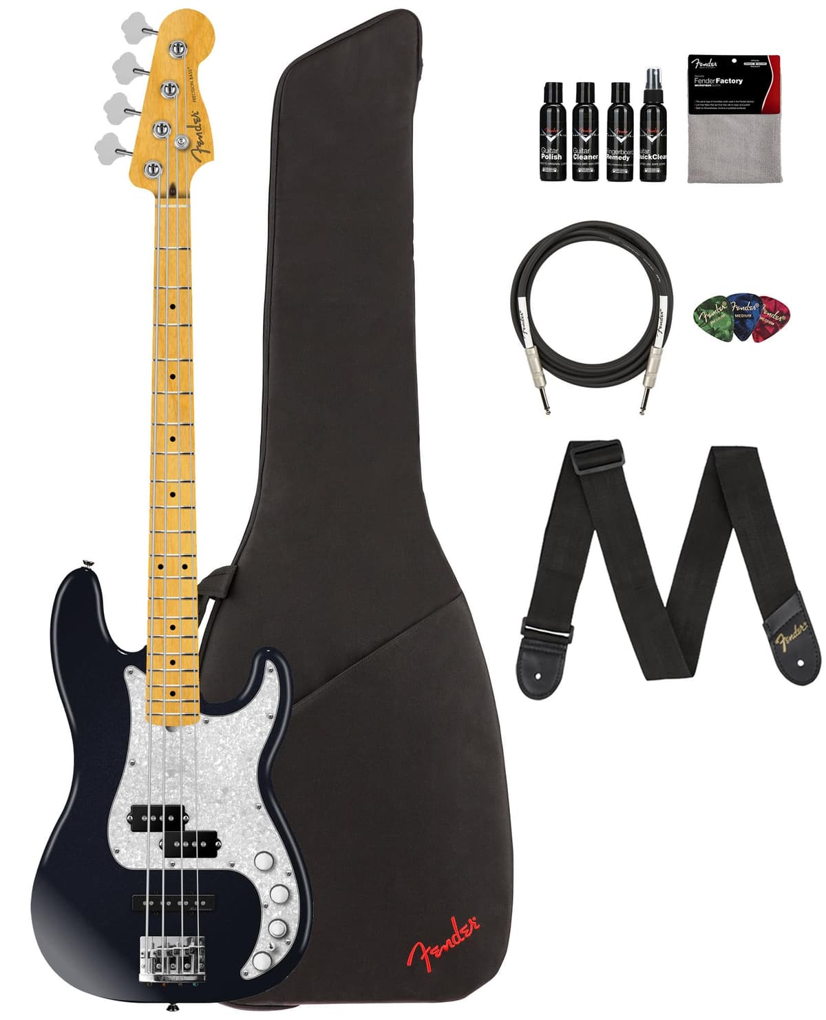 Fender Player II Bajo Precision Activo Modificado Dusk, paquete con funda, correa, cable, 3 púas y kit de limpieza 147492310