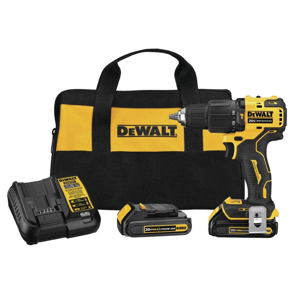 DEWALT ATOMIC DCD709C2 Taladro Percutor Inalámbrico 20V MAX* 1/2" Compacto con 2 Baterías