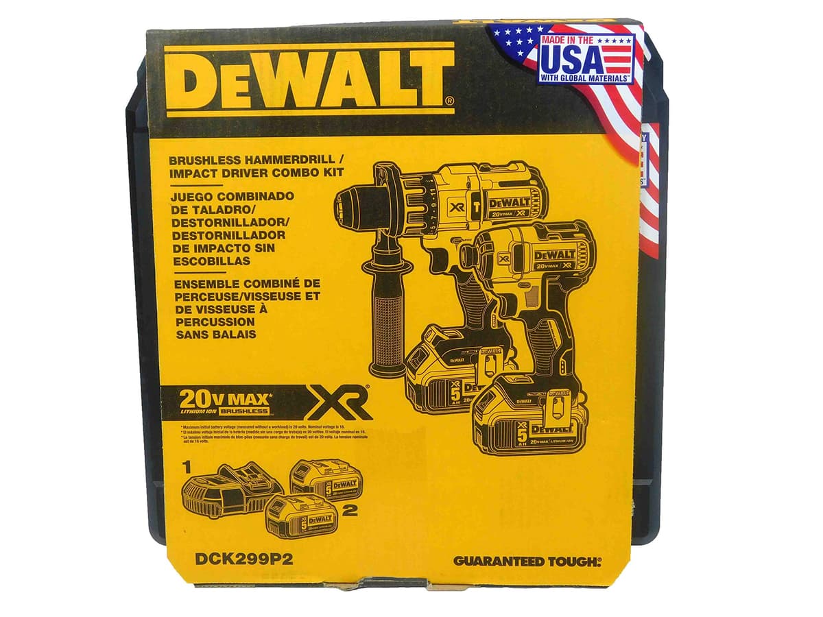 DEWALT DCK299P2 Kit Combo 2 Herramientas Taladro Inalámbrico Sin Escobillas 20V 5.0Ah