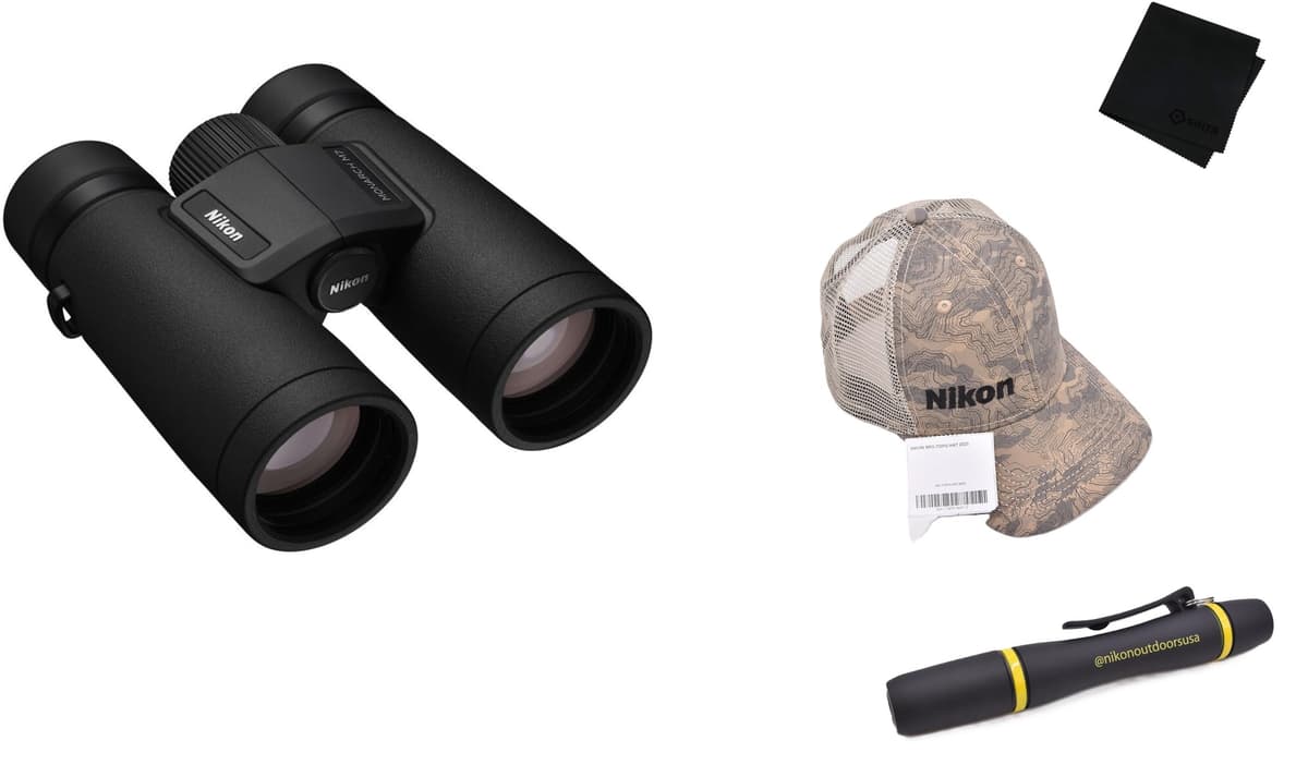 Nikon Monarch M7 8x42 Binoculares + Gorra Topo + Lápiz para Lentes + Paño Microfibra GRITR 16765