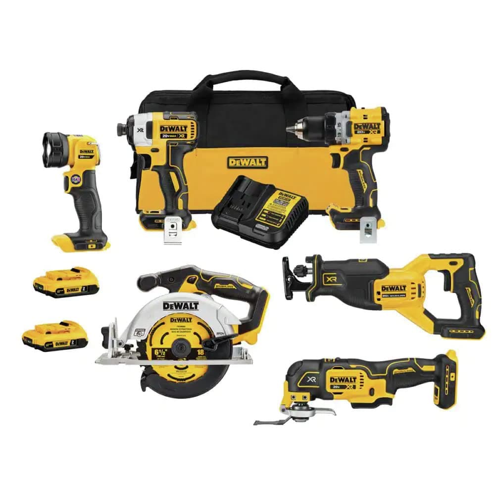 DEWALT 20V MAX XR DCK648D2 Kit Combo Inalámbrico 6 Herramientas con 2 Baterías y Cargador