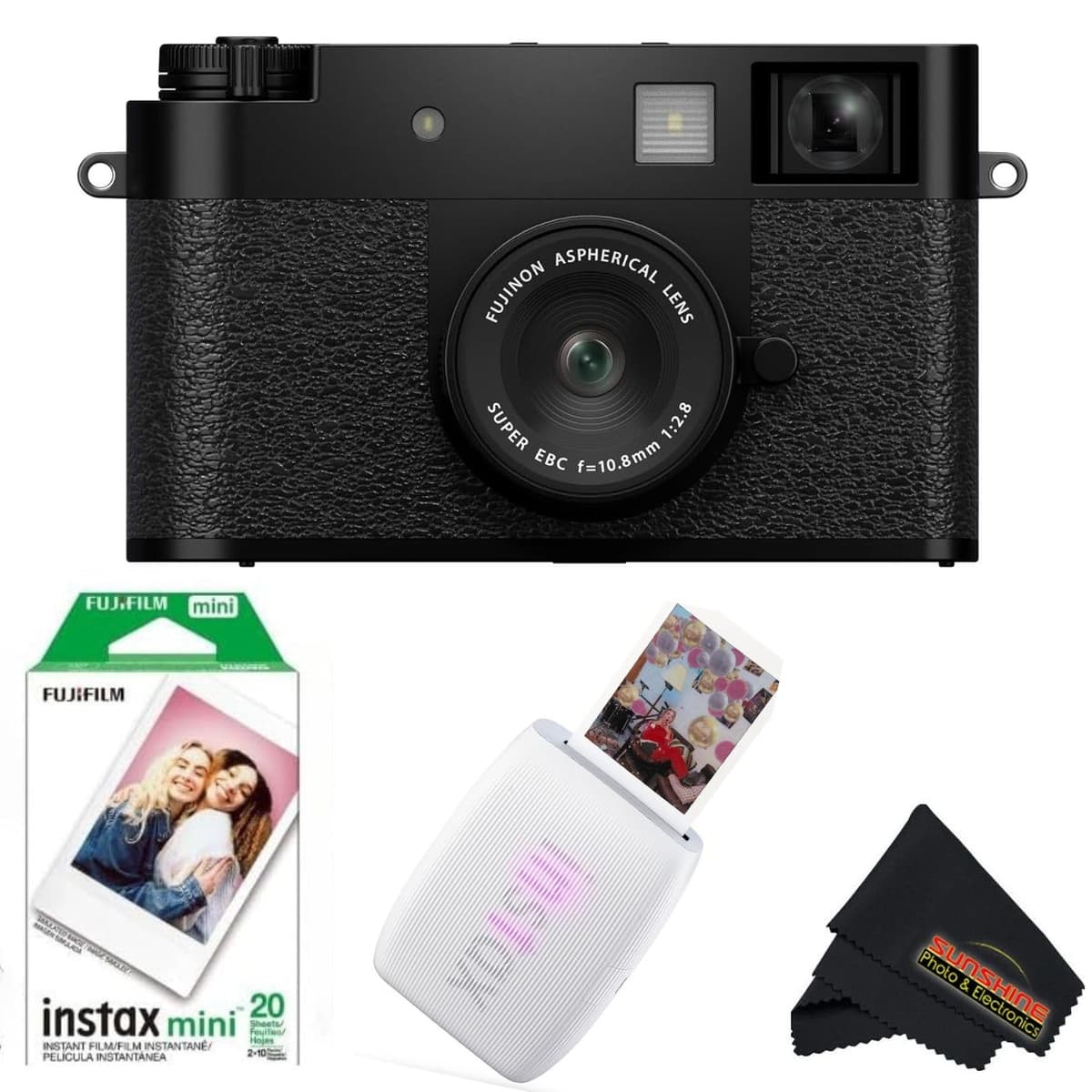 Fujifilm X Half FUJI-HALFX cámara digital + Instax Mini Link 3 impresora smartphone Clay White + paño microfibra Sunshine + 20 hojas (Negro)