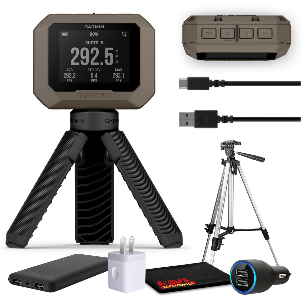 Garmin Xero C1 Pro cronógrafo balístico precisión con lectura FPS para tiro, diseño compacto, paquete con trípode y accesorios 010-02618-10_AG2