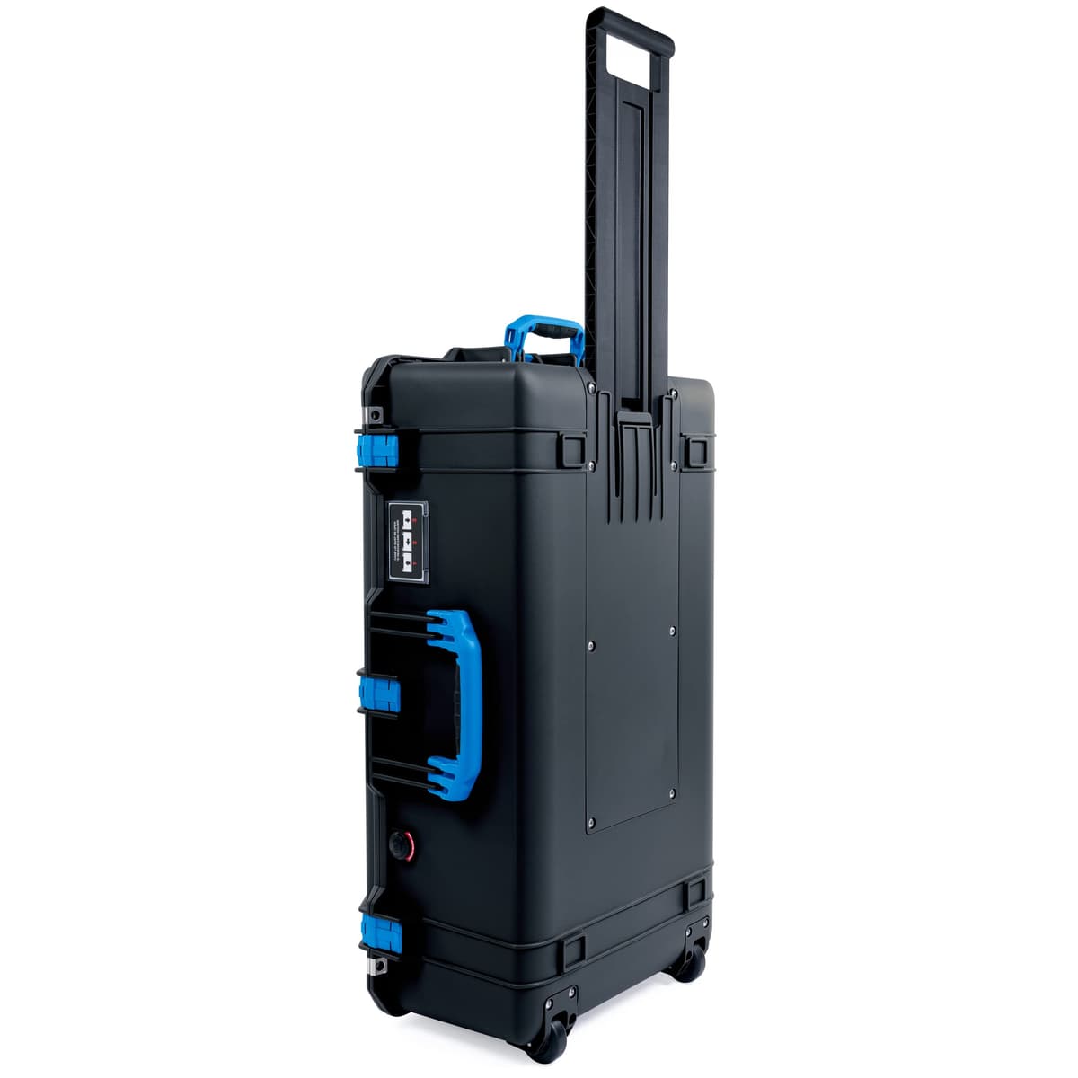 Pelican Air 1615 maleta negra con asas y pestillos azules, con espuma y ruedas 1615WF
