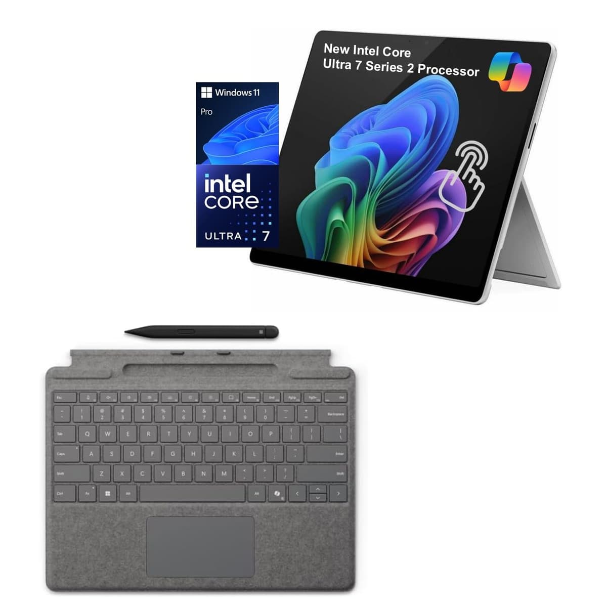 Microsoft Surface Pro 11, 2 en 1 pack con Teclado Pro y Slim Pen, Copilot+ PC, 13” táctil 600 nits, Intel Ultra 7 NPU, 16GB RAM, 1TB SSD, Win 11 Pro