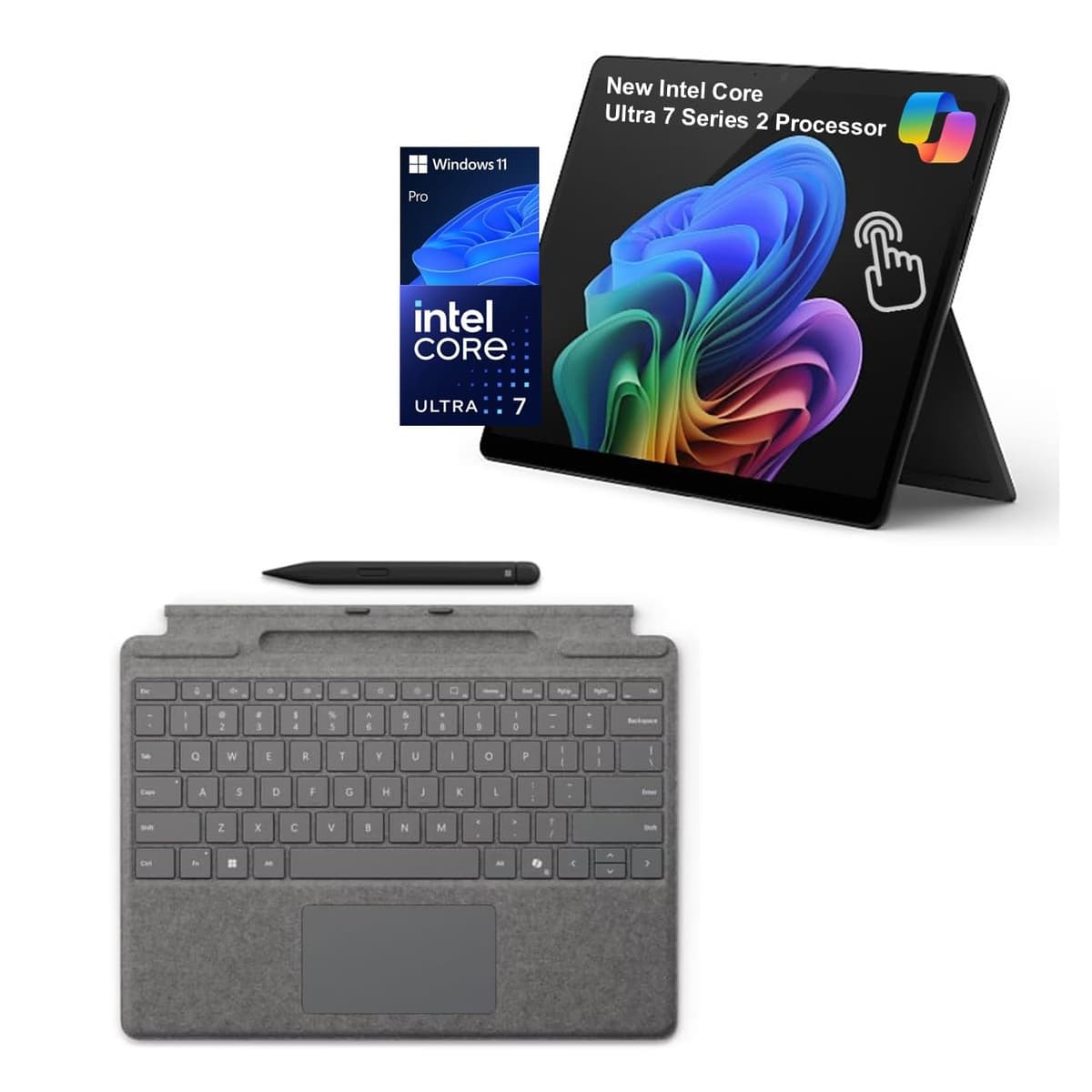 Microsoft Surface Pro 11 Bundle 2-en-1, Teclado Pro y Slim Pen, Copilot+ PC, 13" táctil 600 nits, Intel Ultra 7 266V NPU, 16GB RAM, 2TB SSD, Win 11 Pro
