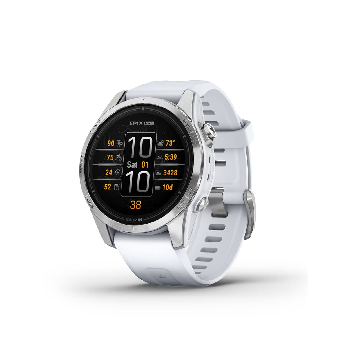 Garmin epix Pro (Gen 2) 42mm reloj inteligente alto rendimiento, entrenamiento avanzado, linterna integrada, Whitestone 010-02802-00