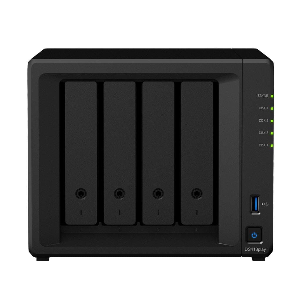 Synology DiskStation DS418play Servidor NAS mini de escritorio, Intel Celeron J3355 doble núcleo, 6GB DDR3L, SSD 4TB, DSM ASISP86