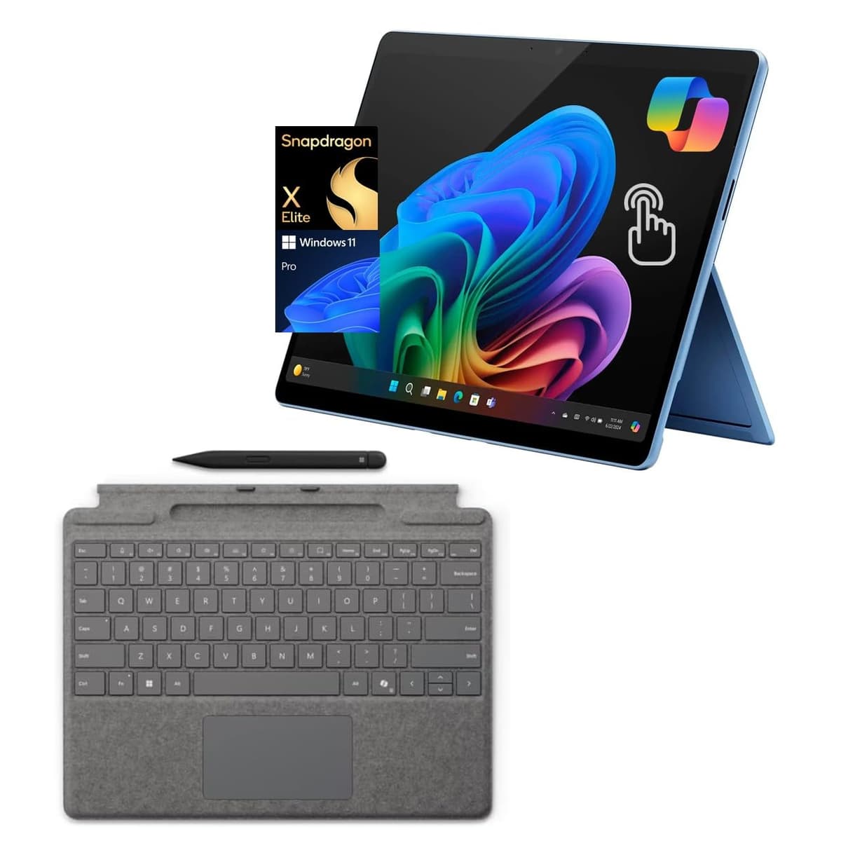 Microsoft Surface Pro RM 2 en 1 OLED 13" Snapdragon X Elite 16GB 512GB Win 11 Pro con Teclado Pro y Slim Pen Copilot+ PC Zafiro