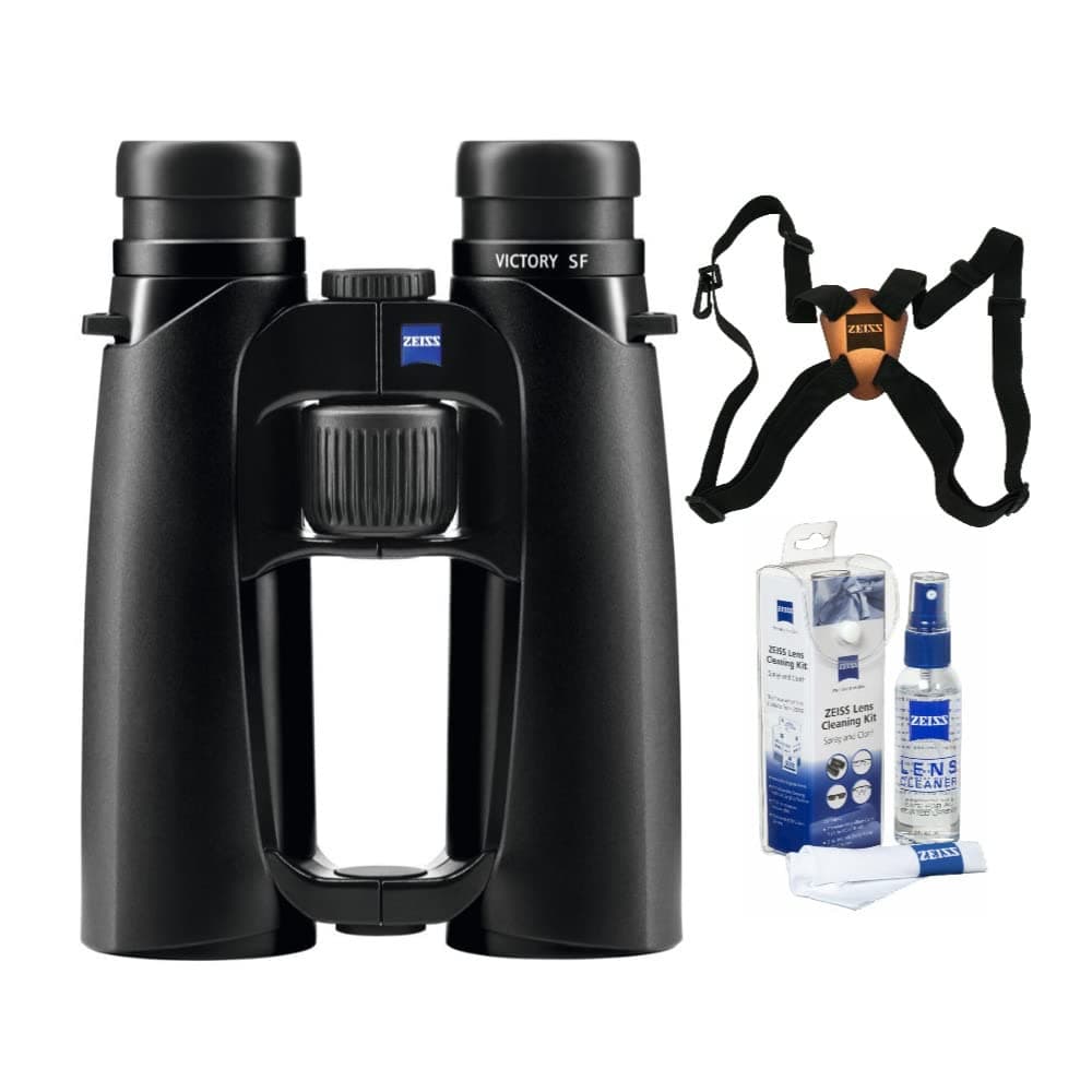 ZEISS Victory SF 10x42 Binoculares negros con arnés y kit de limpieza, paquete de 3 piezas 524224-ZEISS_K2