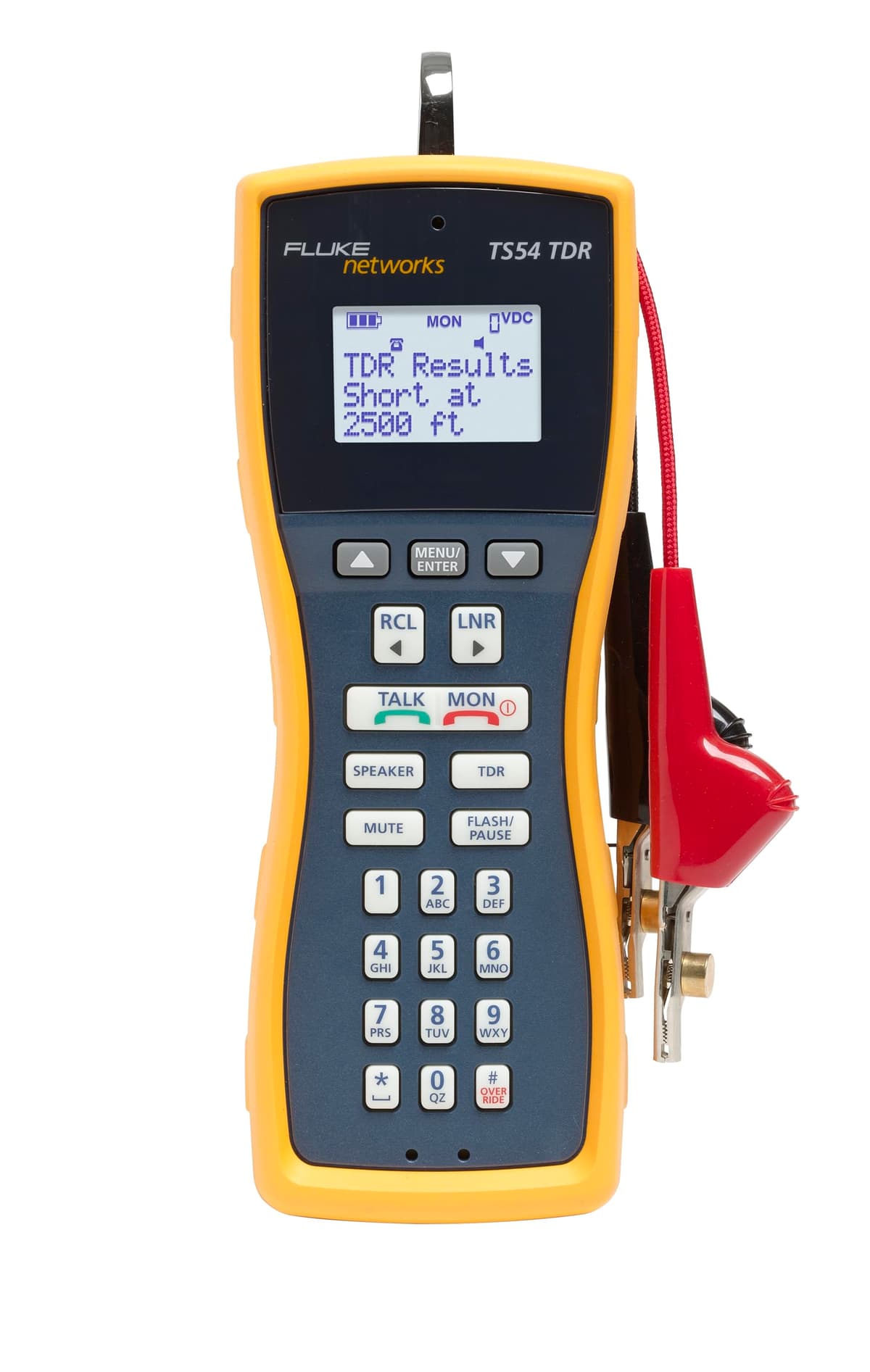 Fluke Networks TS54-A-09-TDR TS54 Pro Tester Telefónico TDR LCD con clips ABN/PP para líneas telefónicas