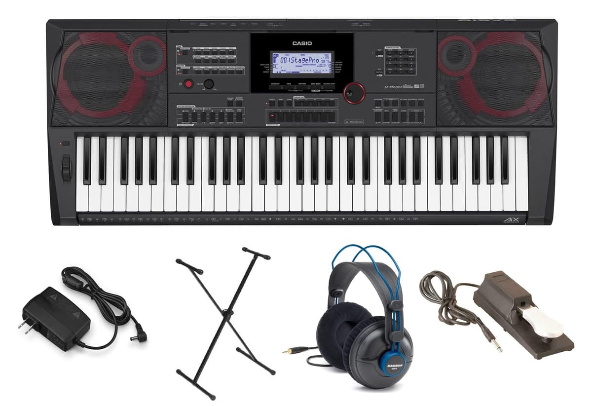 Casio CT-X5000 PPK Teclado Arranger 61 Teclas Paquete Premium con Soporte, Adaptador CA y Audífonos