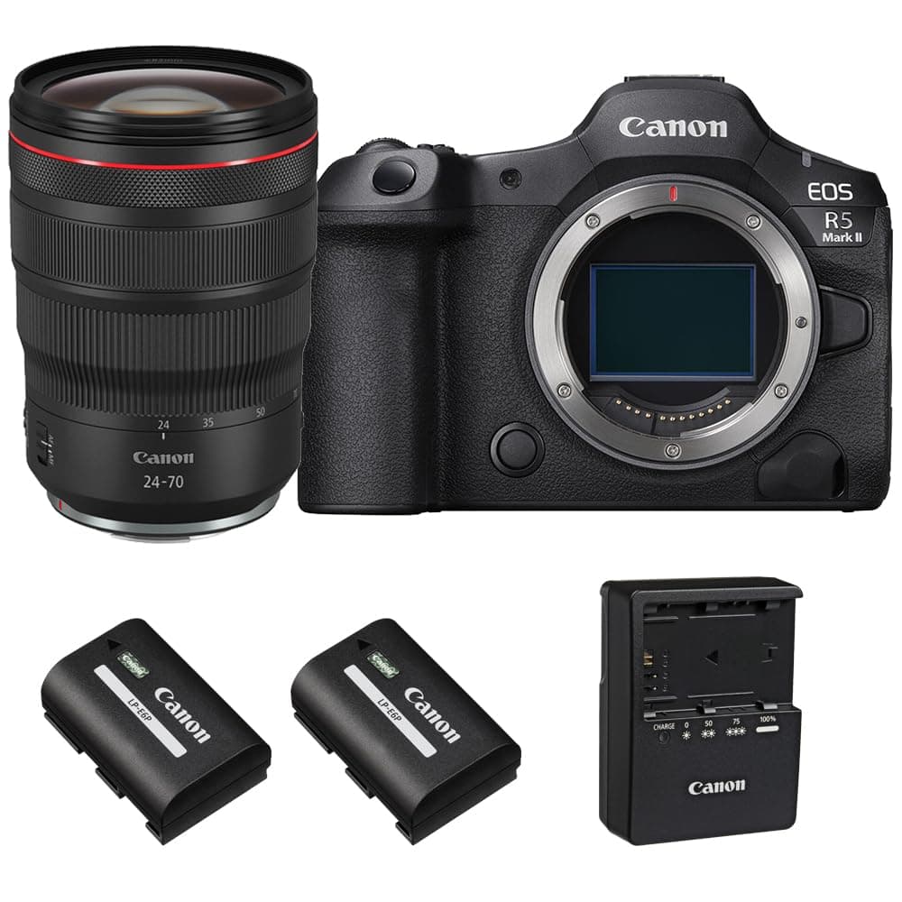 Canon EOS R5 Mark II Cámara Mirrorless full-frame RF 24-70mm f/2.8L IS USM con batería extra Canon LP-E6P 6536C002-004