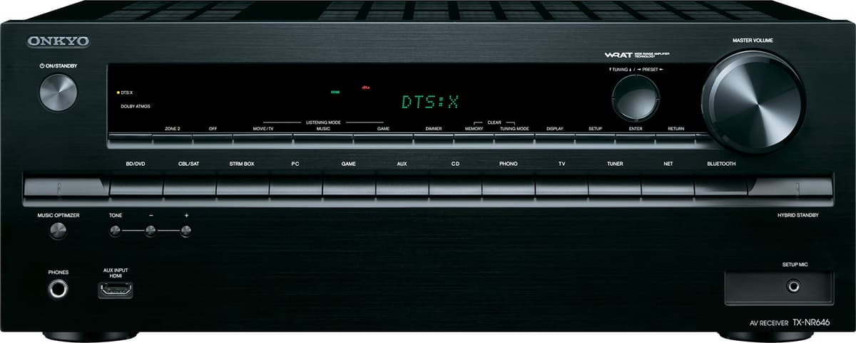 Onkyo TX-NR646 receptor A/V 7.2 canales, red, 4K HDMI HDCP 2.2, Dolby Atmos, DTS:X, Bluetooth, Wi-Fi