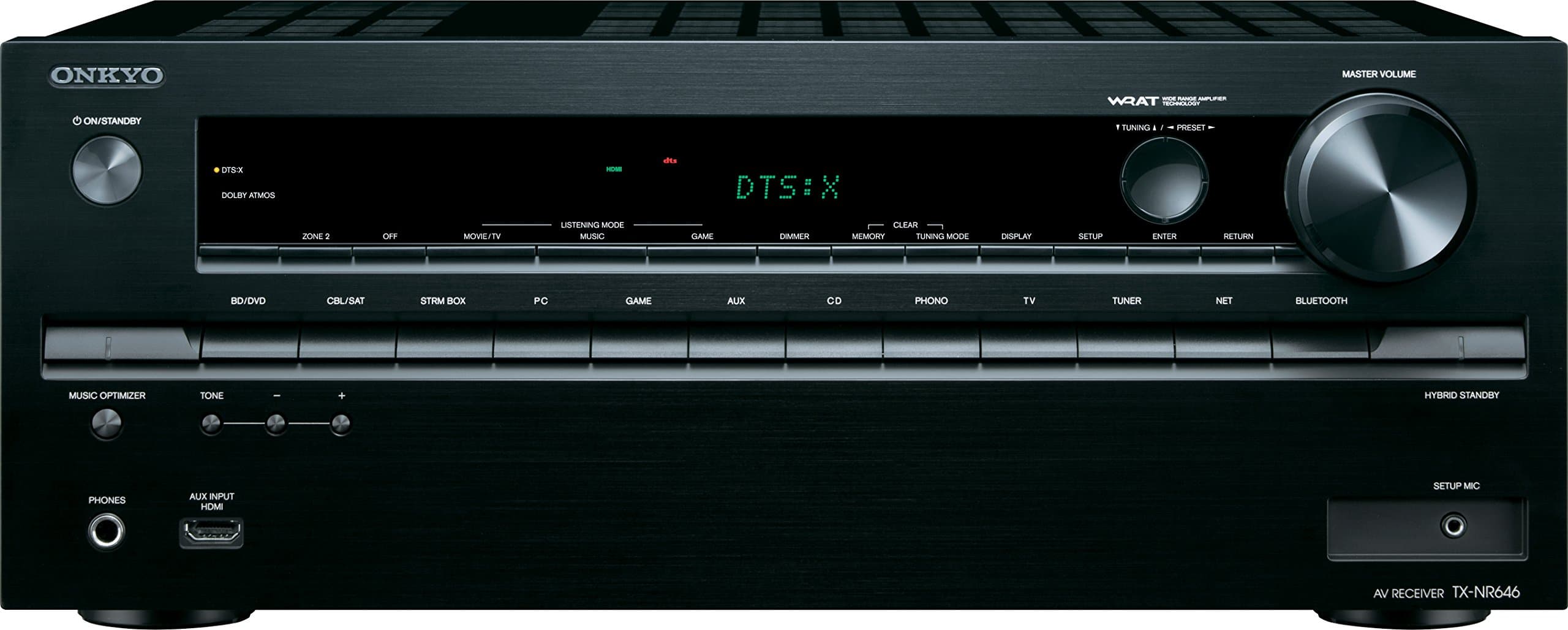 Onkyo TX-NR646 receptor A/V 7.2 canales, red, 4K HDMI HDCP 2.2, Dolby Atmos, DTS:X, Bluetooth, Wi-Fi