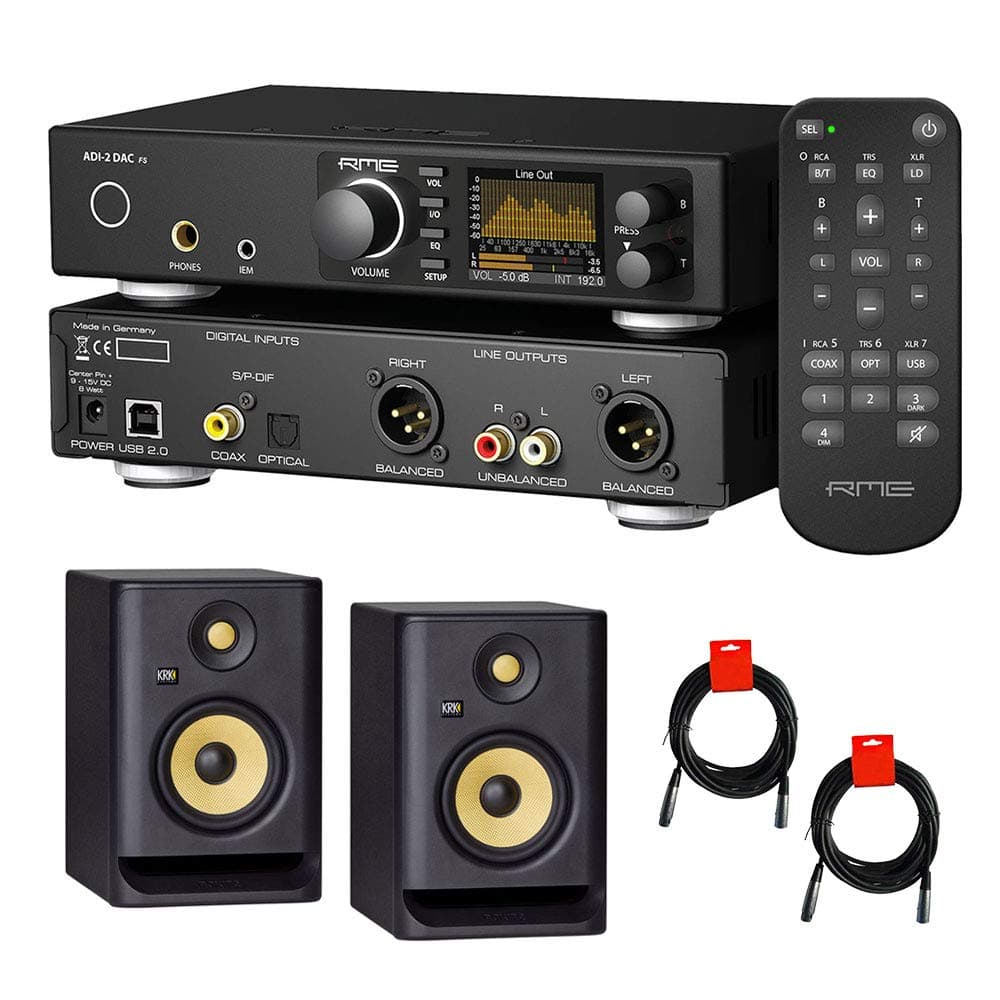 RME ADI-2 DAC FS Convertidor DAC PCM/DSD ultra fidelidad + Monitores KRK Rokit 5 G4 (par) y 2 cables XLR