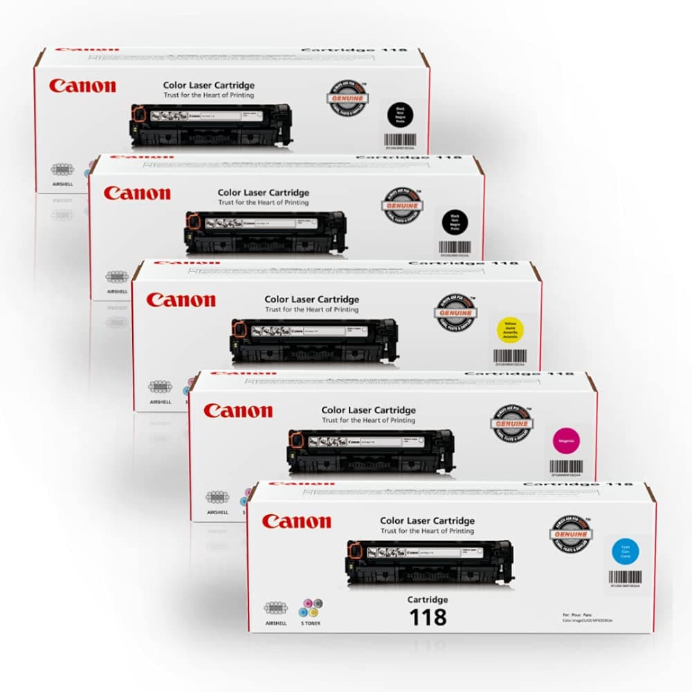 Canon CRG 118 Bundle CMY2K Tóner Original, Paquete 5: Cian, Magenta, Amarillo y 2 Negro, Código 2660B022