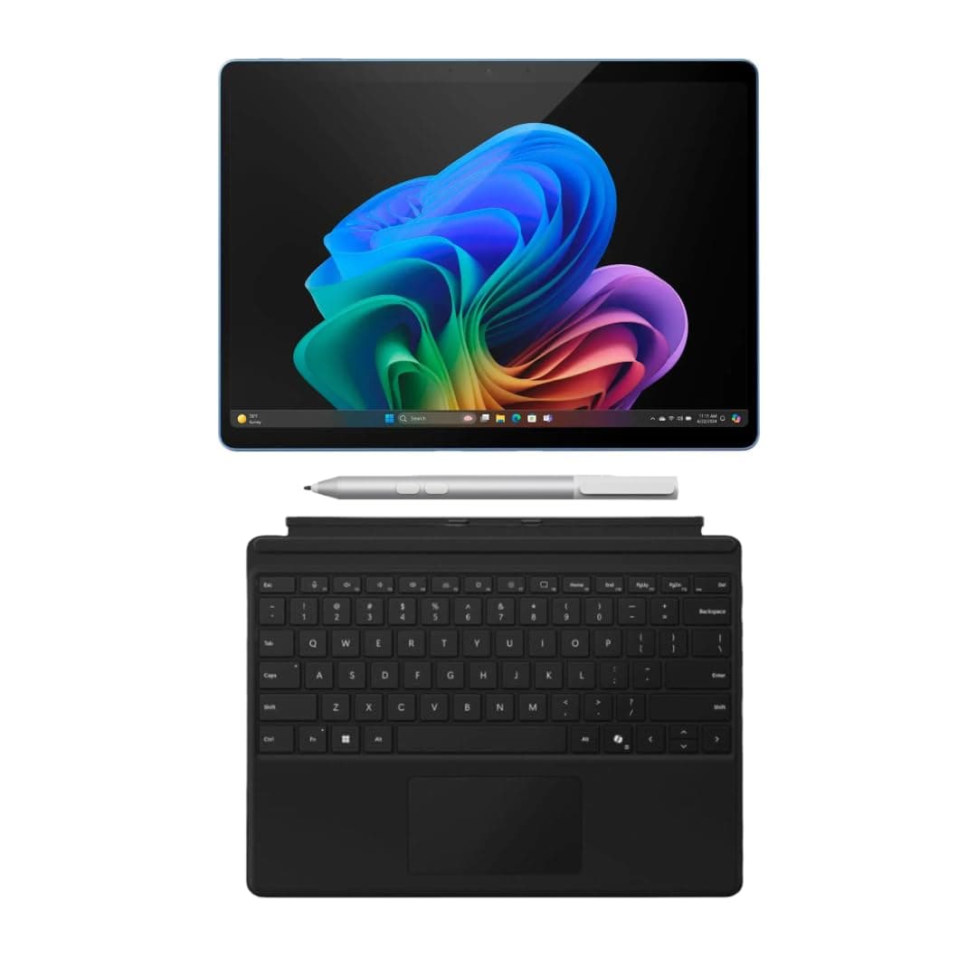 Microsoft Surface Pro 11 Copilot PC Bundle, 13" 2.8K Pantalla táctil, Teclado Pro negro y Pen, Snapdragon X Plus, 16GB RAM, 256GB SSD, Win 11 Pro
