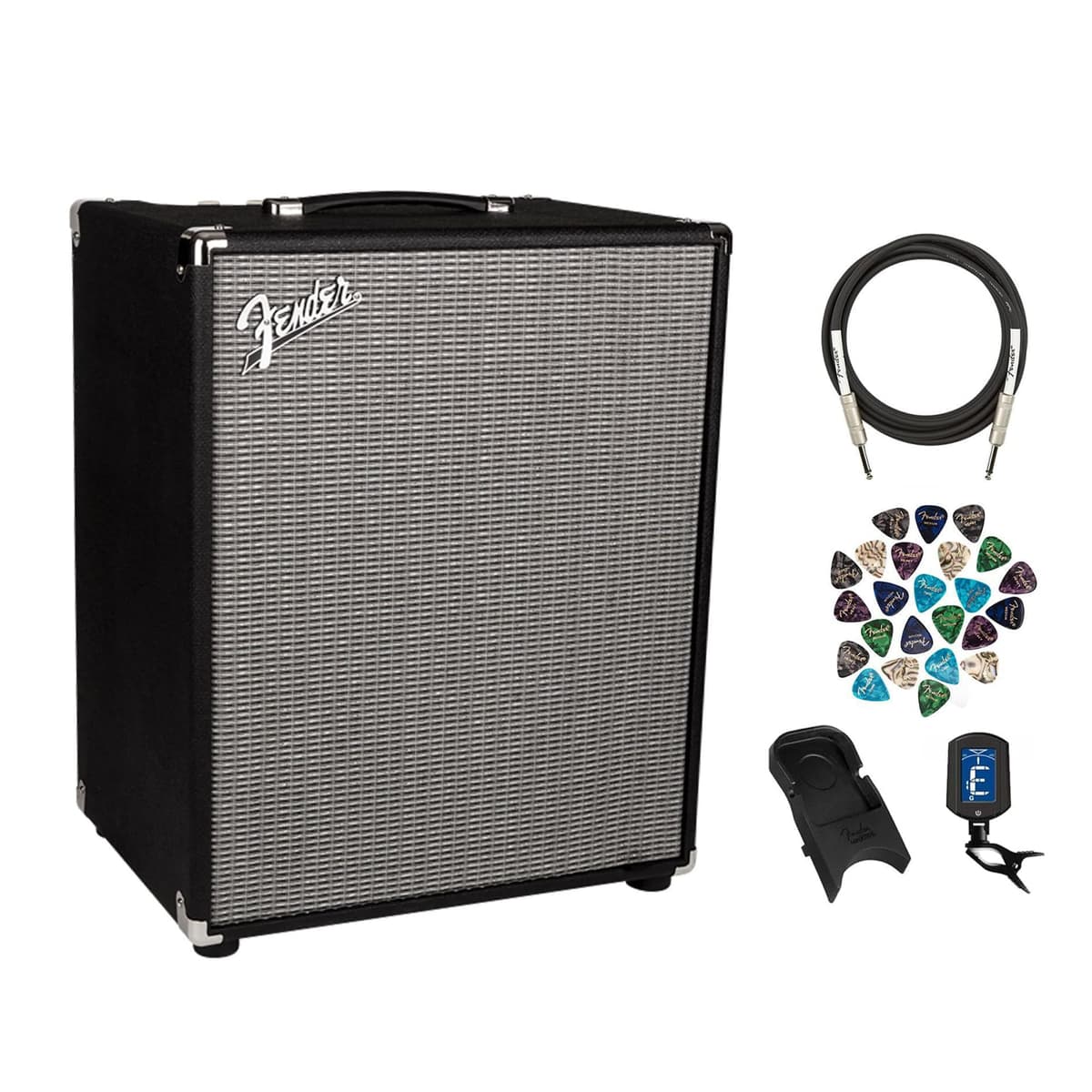 Fender Rumble 200 V3 combo de bajo 200W 1x15, kit con cable instrumento, Amperstand Guitar Cradle, afinador y 24 púas AUS-2370500000-COMBO-PRO-V2