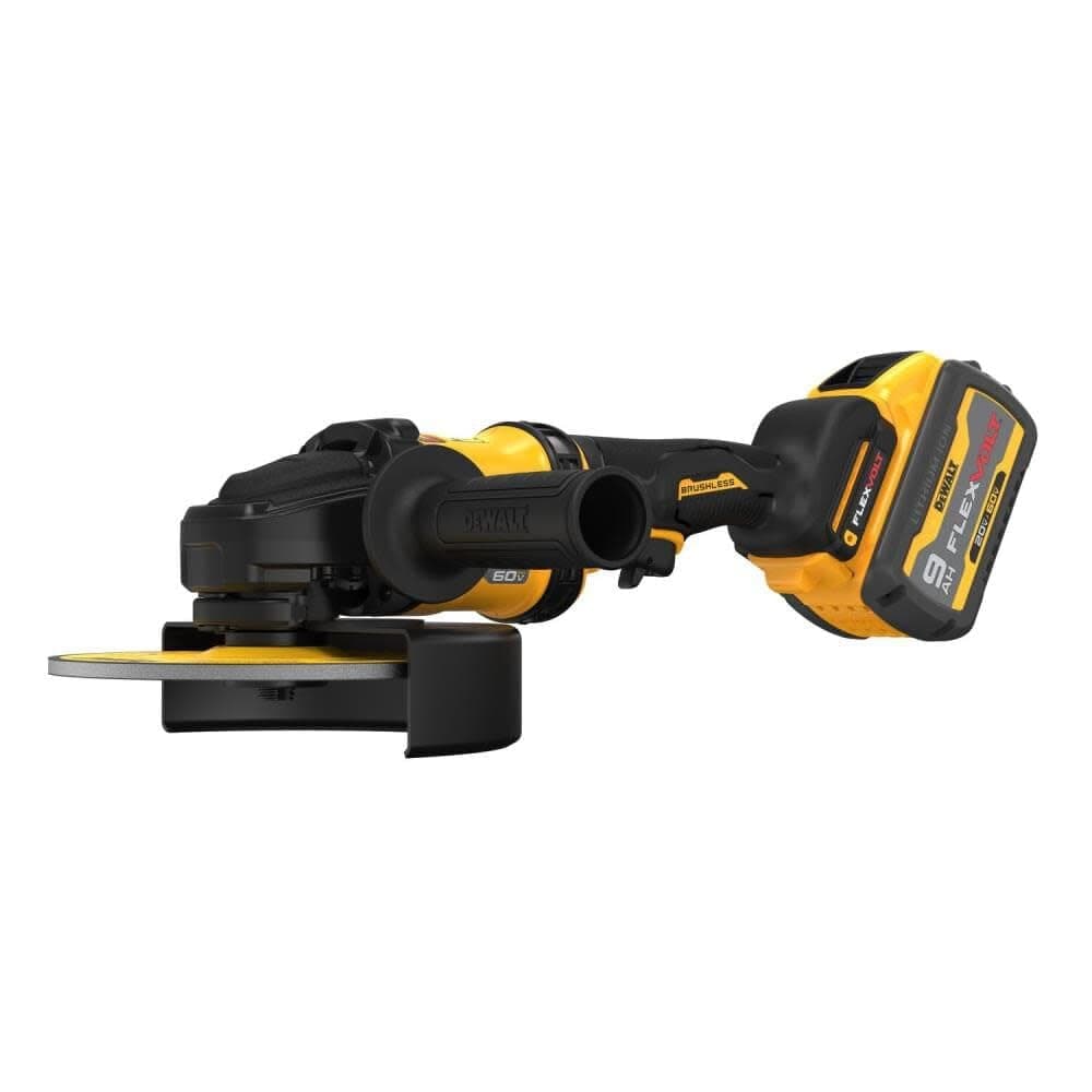 DEWALT 60V MAX DCG440X2 esmeriladora angular inalámbrica 7" sin carbones con freno antirrebote kit