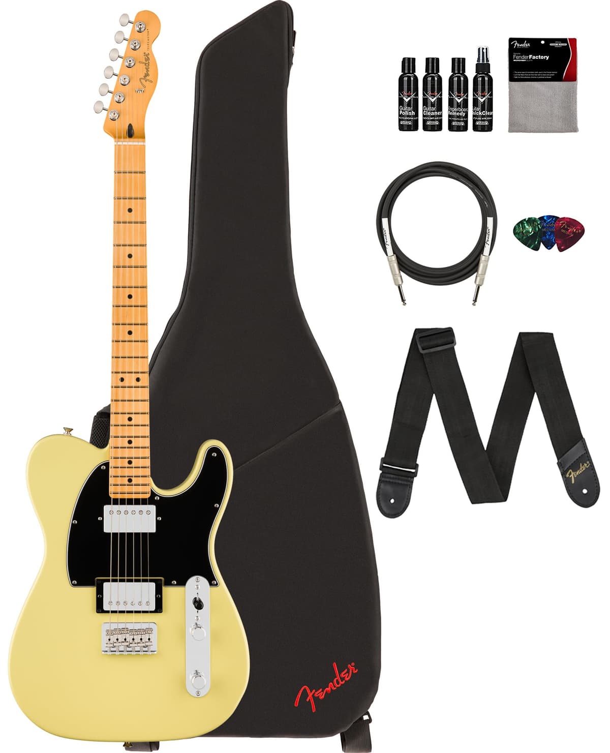 Fender Player II Telecaster HH Guitarra Eléctrica Hialeah Yellow con Funda, Correa, Cable, Púas y Kit de Limpieza 140572561