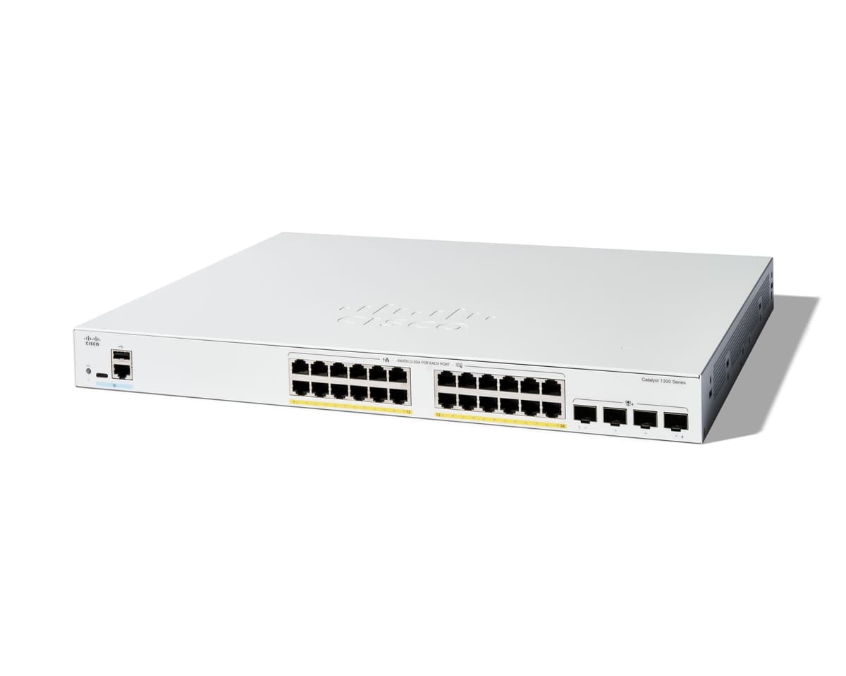 Cisco Catalyst C1300-24FP-4X switch administrable, 24 puertos Gigabit, PoE completo, 4x10G SFP+, garantía limitada de por vida