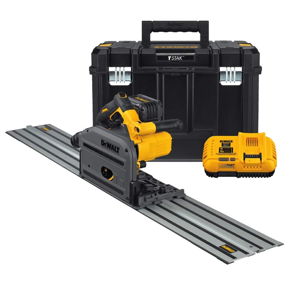 DEWALT 60V MAX DCS520ST1 Sierra de Inmersión con Riel Kit, inalámbrica, guía de 59", disco 6-1/2"