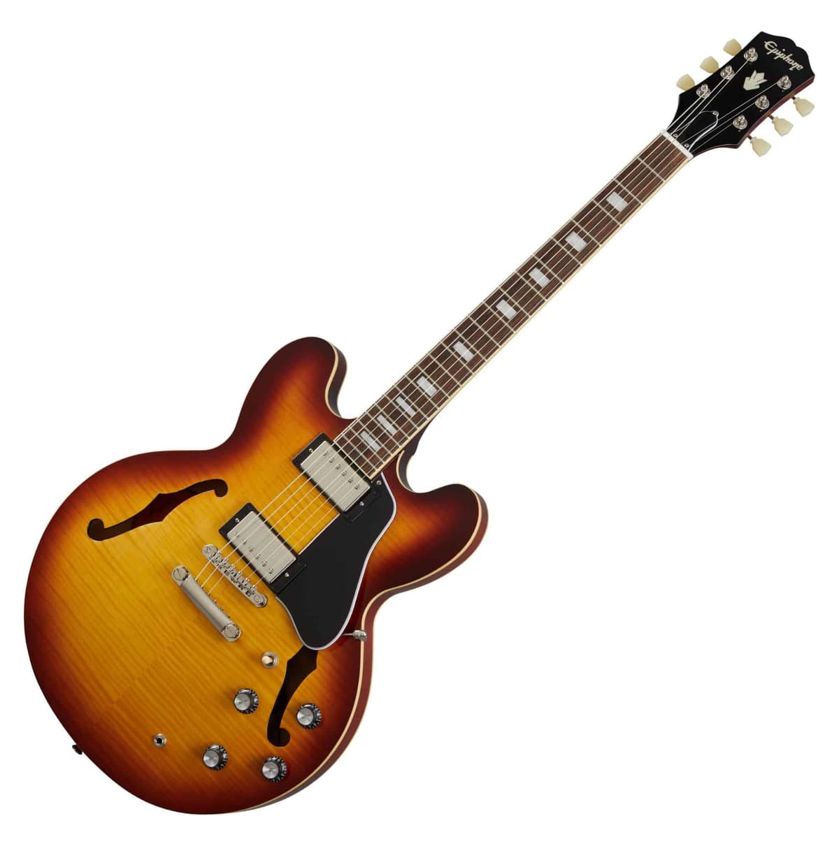 Epiphone ES-335 IGES335FRTNH guitarra eléctrica semihueca, tapa flameada, Raspberry Tea Burst