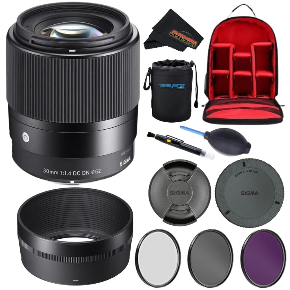 Sigma Contemporary 30mm f/1.4 DC DN - Lente para Sony E APS-C, autofoco, con Kit Sunshine Photo Deluxe