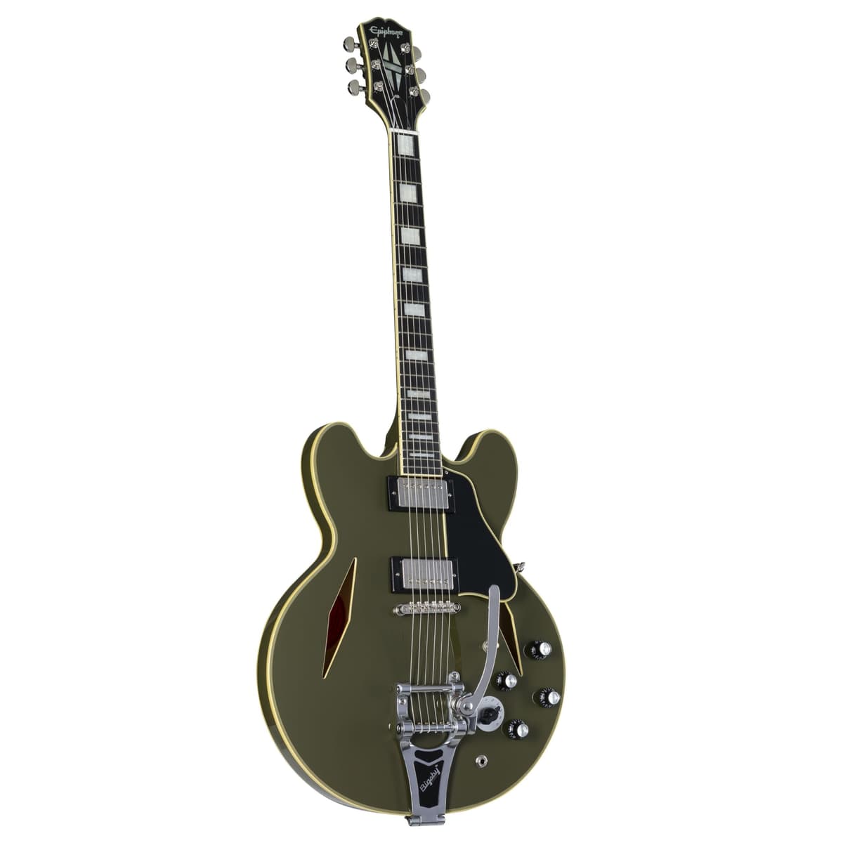 Epiphone Exclusive Shinichi Ubukata ES-355, Olive Drab con Estuche - Guitarra Eléctrica Semihueca