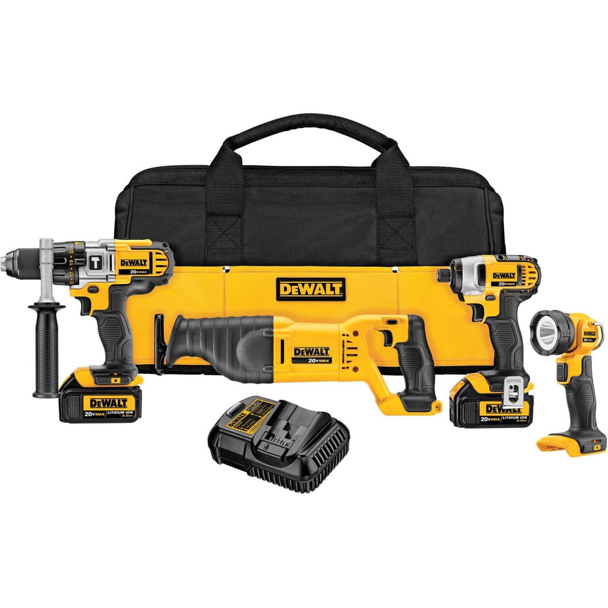 DEWALT 20V MAX* DCK490L2 Kit Combo Taladro Inalámbrico 4 Herramientas, Batería 3.0 Ah