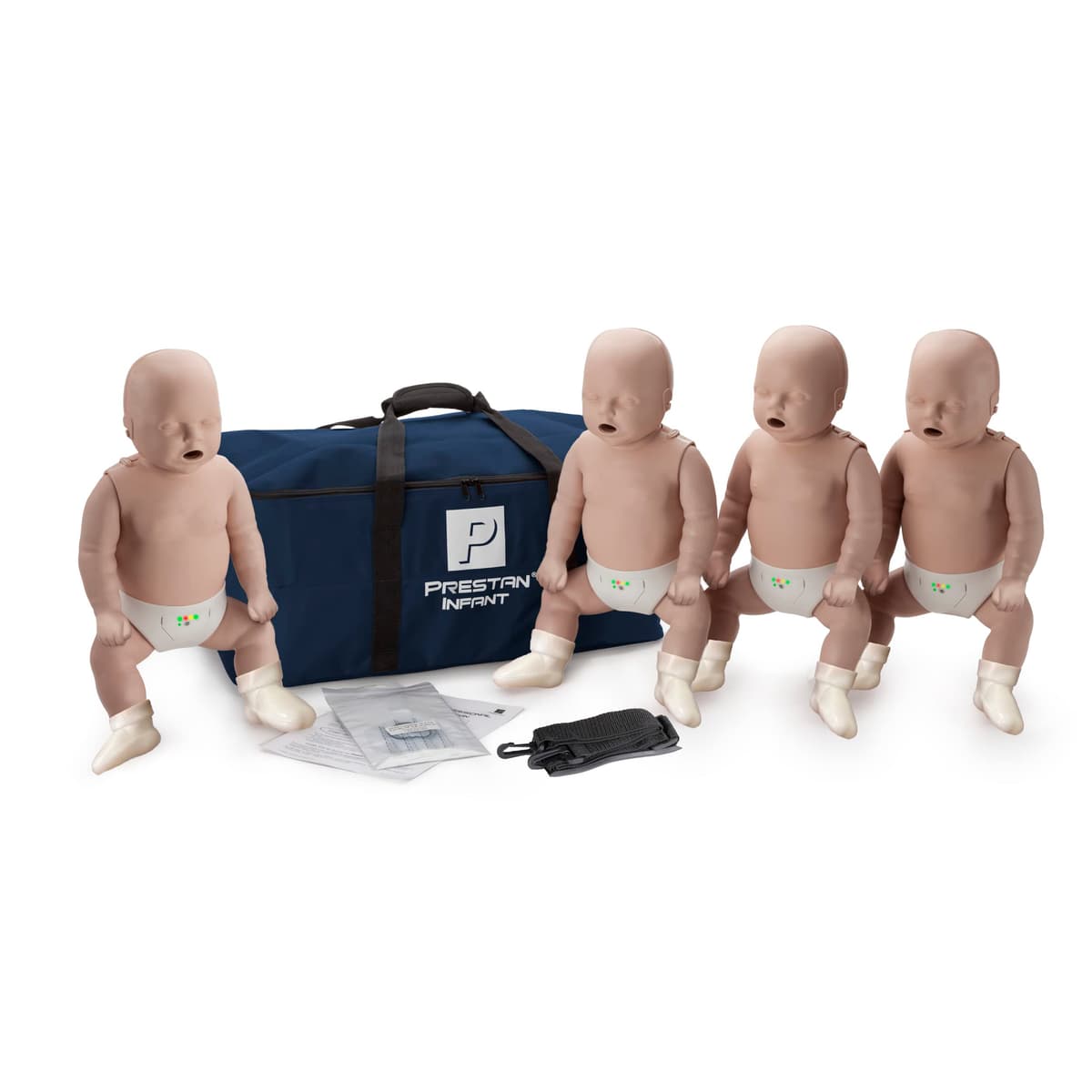 Prestan Maniquíes RCP Infantil PP-IM-400M-MS paquete 4 con monitores de ritmo de compresión, tono medio