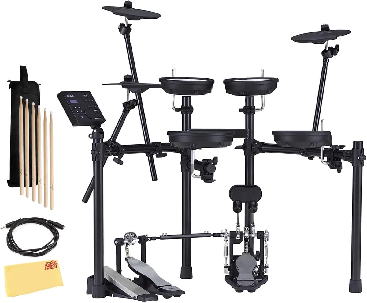 Roland V-Drums TD-07DMK batería electrónica kit con bolsa para baquetas, cable 3.5 mm, 3 pares de baquetas y paño Austin Bazaar