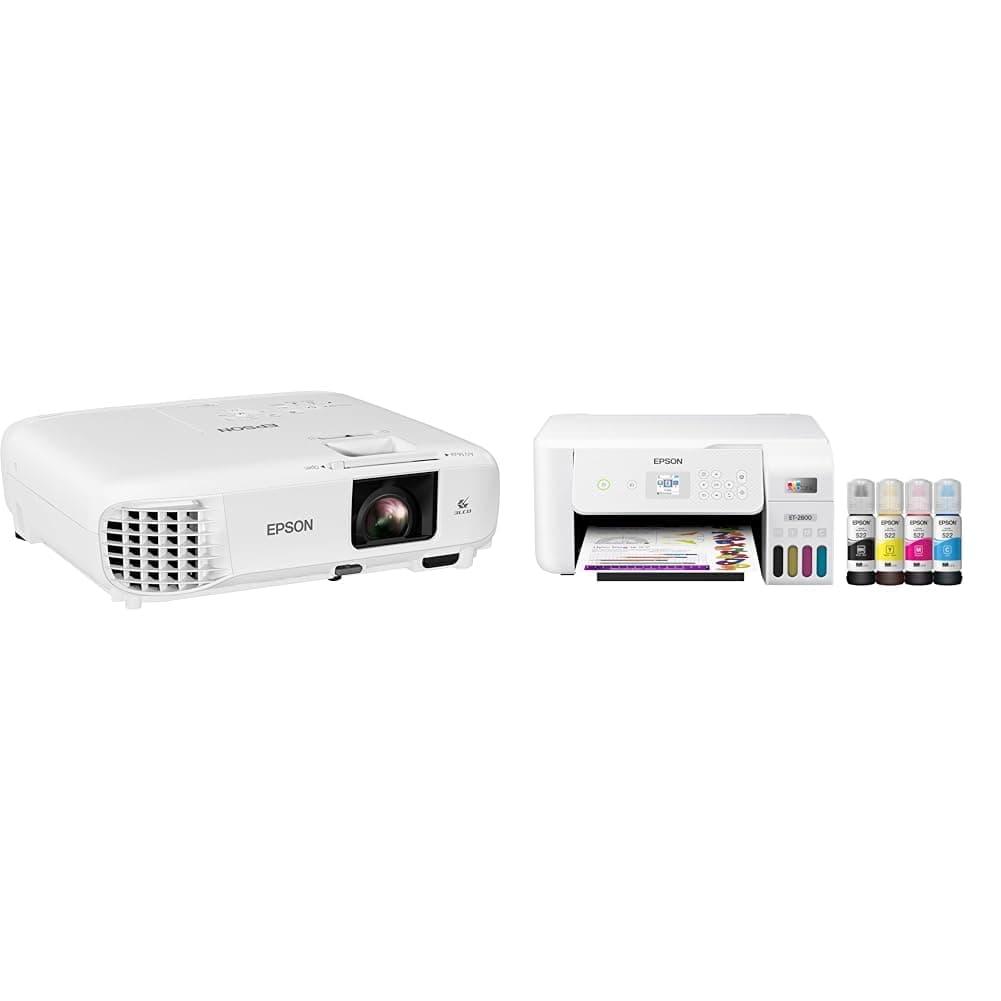 Epson PowerLite X49 & EcoTank ET-2800 Proyector 3LCD XGA HDMI para Aula e Impresora Multifuncional Inalámbrica Supertank Sin Cartuchos
