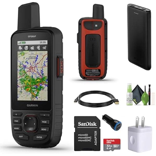 Garmin GPSMAP 67i GPS de mano resistente para senderismo, inReach, mensajería bidireccional, SOS interactivo, mapas, kit con accesorios