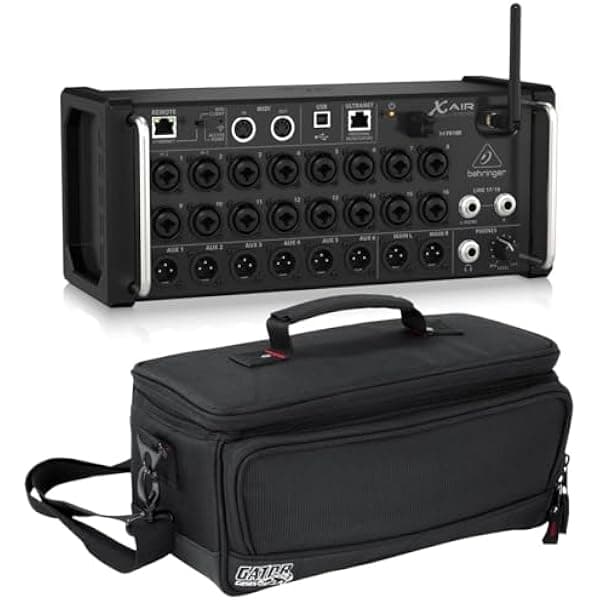 Behringer XAir XR18 mezcladora digital portátil 18 canales 12 buses para iPad/Android, kit con bolsa Gator de nylon acolchada a medida